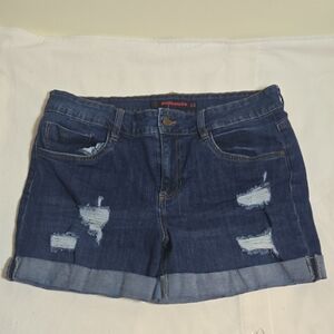 Dollhouse Distressed Dark Blue Jean Shorts